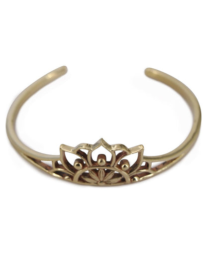 Adjustable Brass Lotus Cuff Bracelet