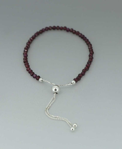 Adjustable Stainless Steel Bolo Bracelet With Dainty Gemstone Beads