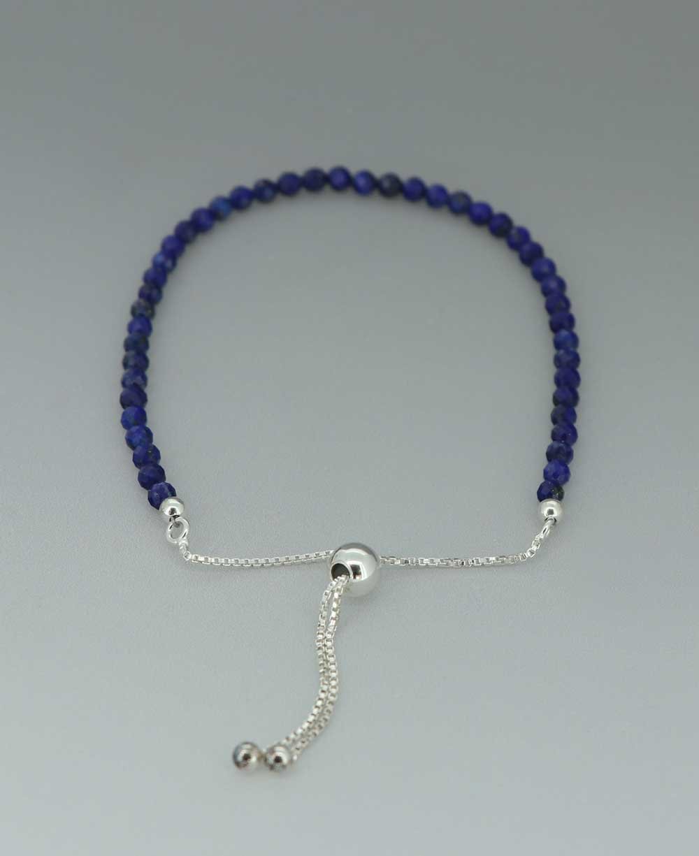 Adjustable Stainless Steel Bolo Bracelet With Dainty Gemstone Beads