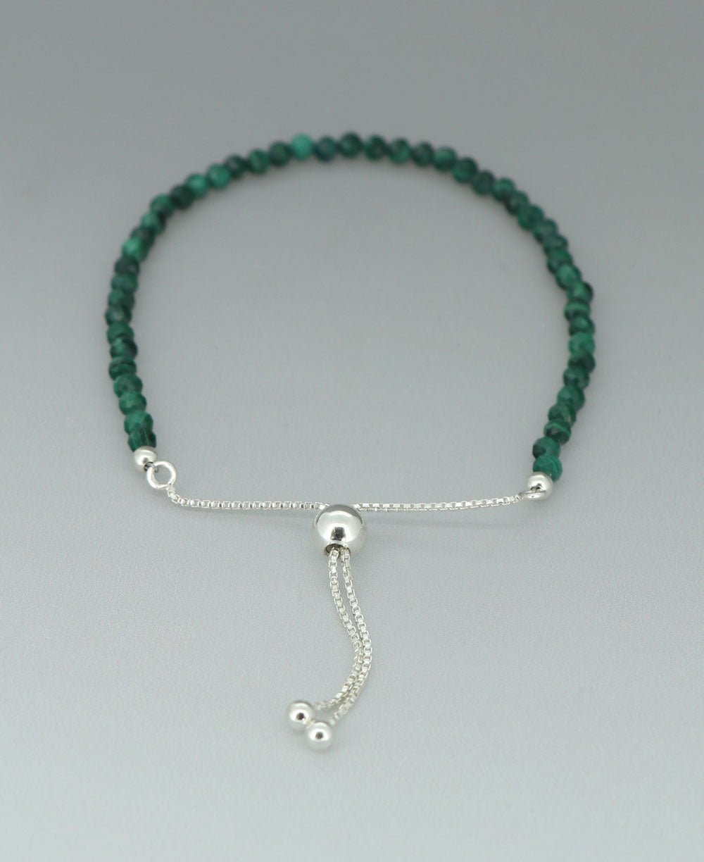 Adjustable Stainless Steel Bolo Bracelet With Dainty Gemstone Beads