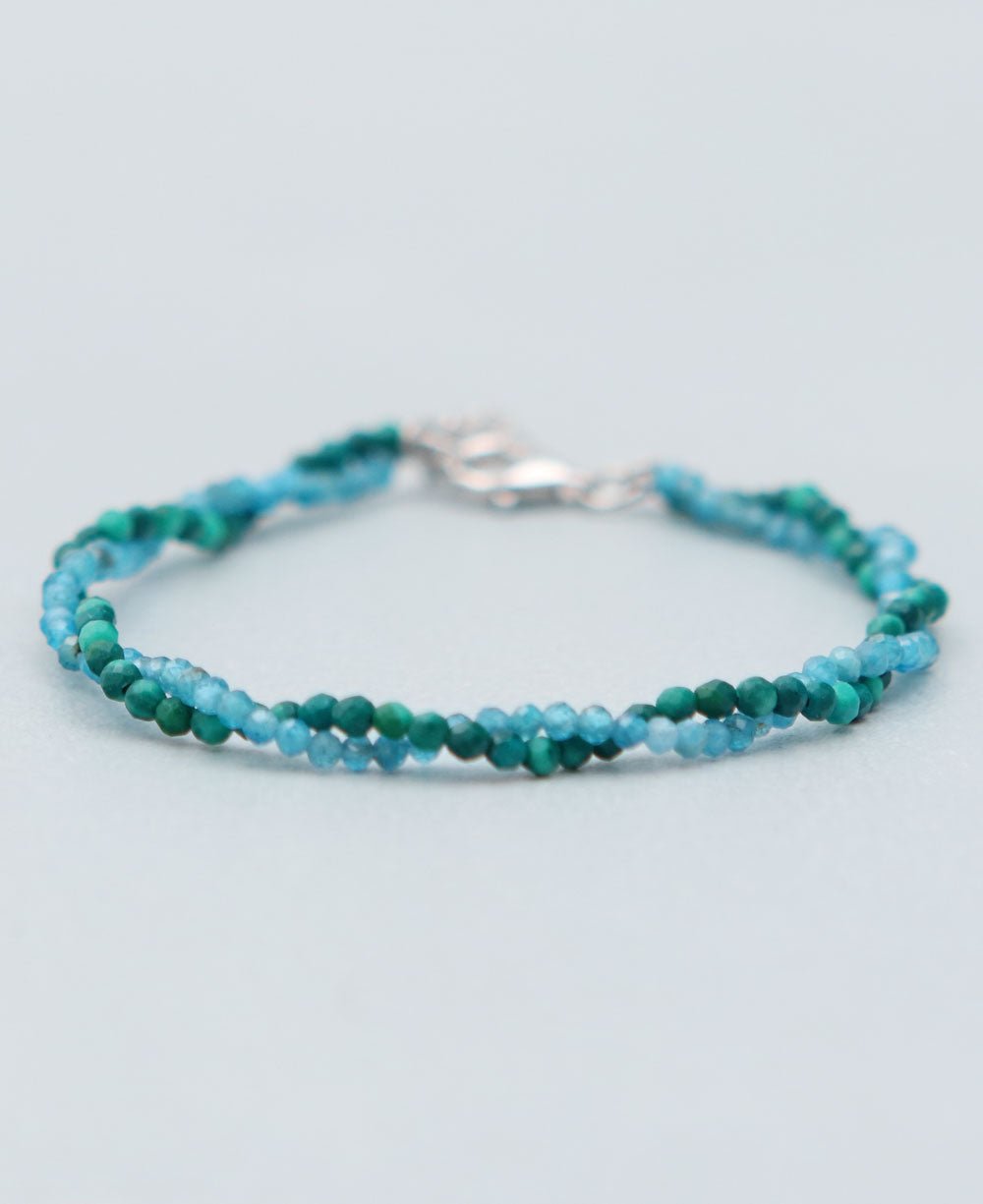 Apatite And Malachite Twist Bracelet For Personal Growth