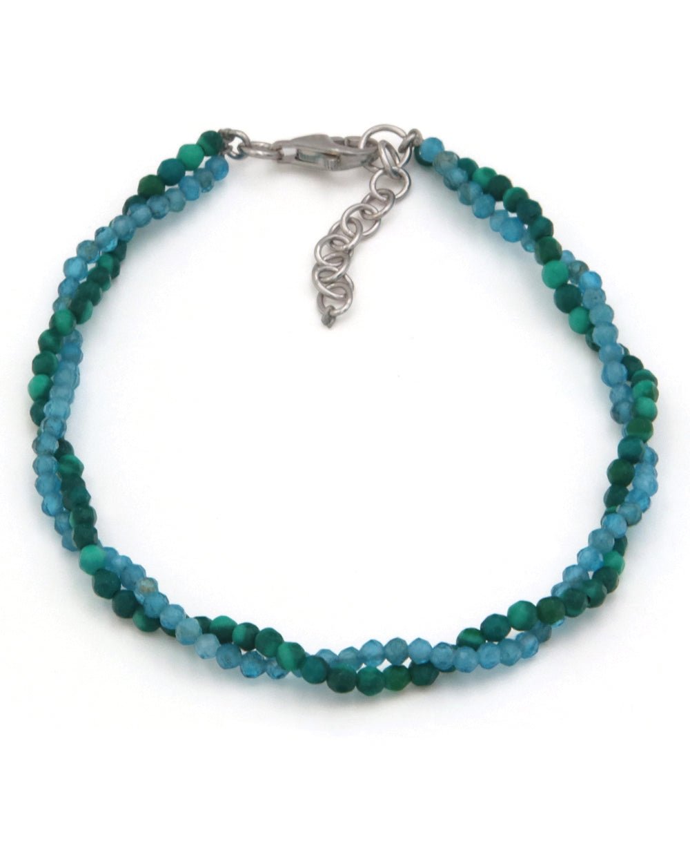 Apatite And Malachite Twist Bracelet For Personal Growth