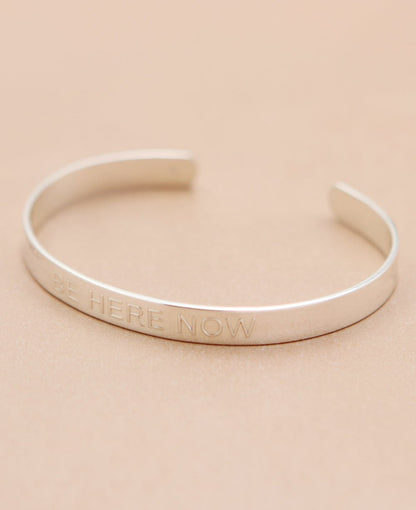 Be Here Now Embossed Sterling Cuff Bracelet