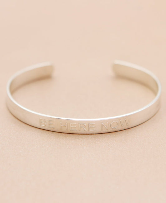 Be Here Now Embossed Sterling Cuff Bracelet