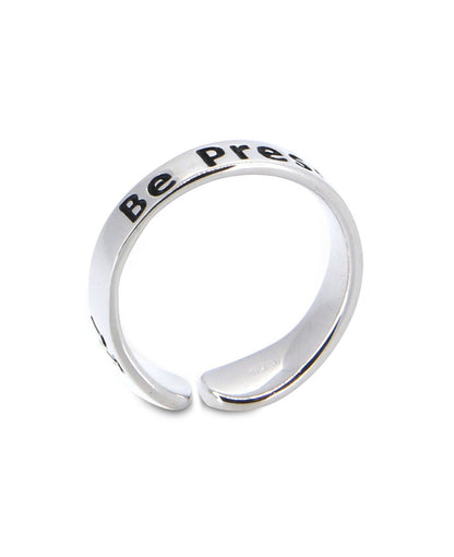 Be Present Inspirational Adjustable Mantra Ring