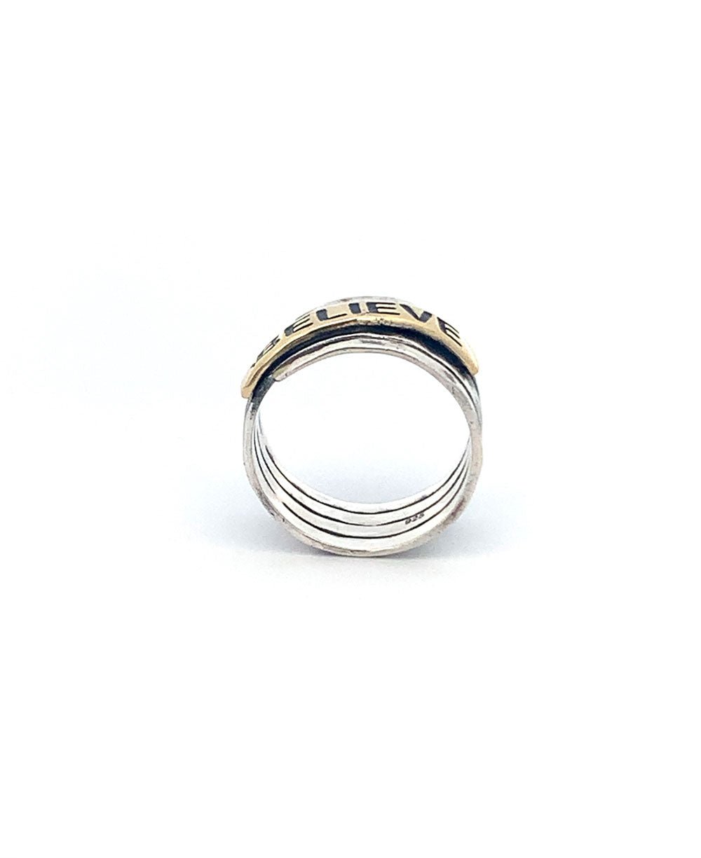 Believe Stainless Steel Hammered Finish Ring