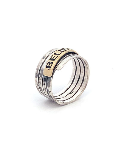 Believe Stainless Steel Hammered Finish Ring