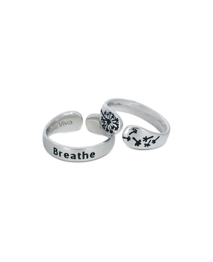 Breathe Inspirational Adjustable Stainless Steel Ring