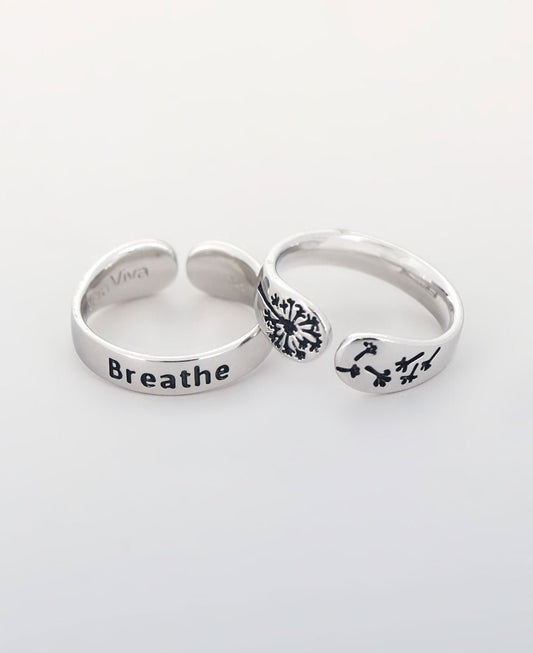 Breathe Inspirational Adjustable Stainless Steel Ring