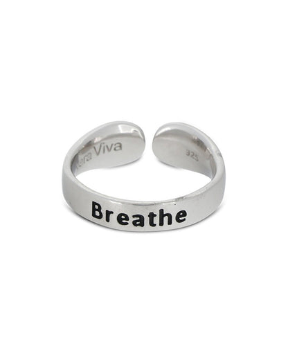 Breathe Inspirational Adjustable Stainless Steel Ring