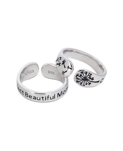 Collect Beautiful Moments Dandelion Stainless Steel Adjustable Ring