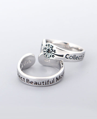 Collect Beautiful Moments Dandelion Stainless Steel Adjustable Ring