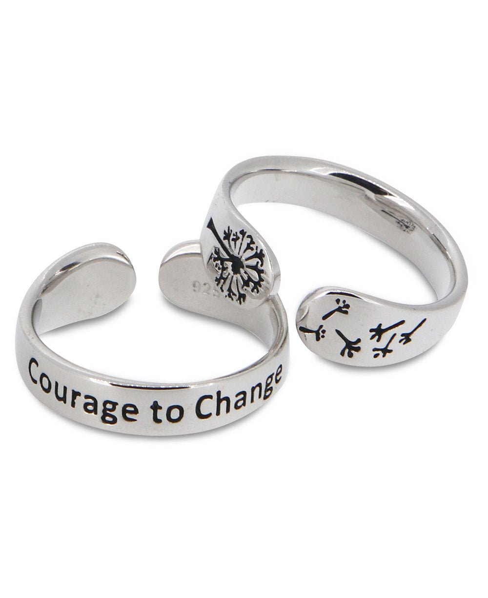 Courage To Change Adjustable Inspirational Stainless Steel Ring