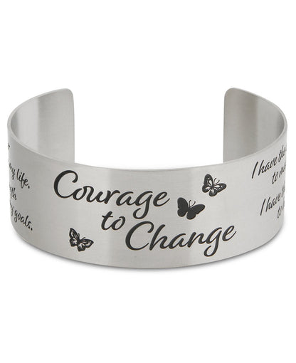 Courage To Change Stainless Steel Adjustable Inspirational Cuff Bracelet