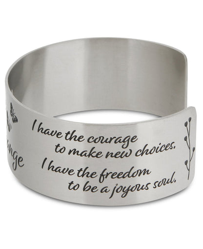 Courage To Change Stainless Steel Adjustable Inspirational Cuff Bracelet