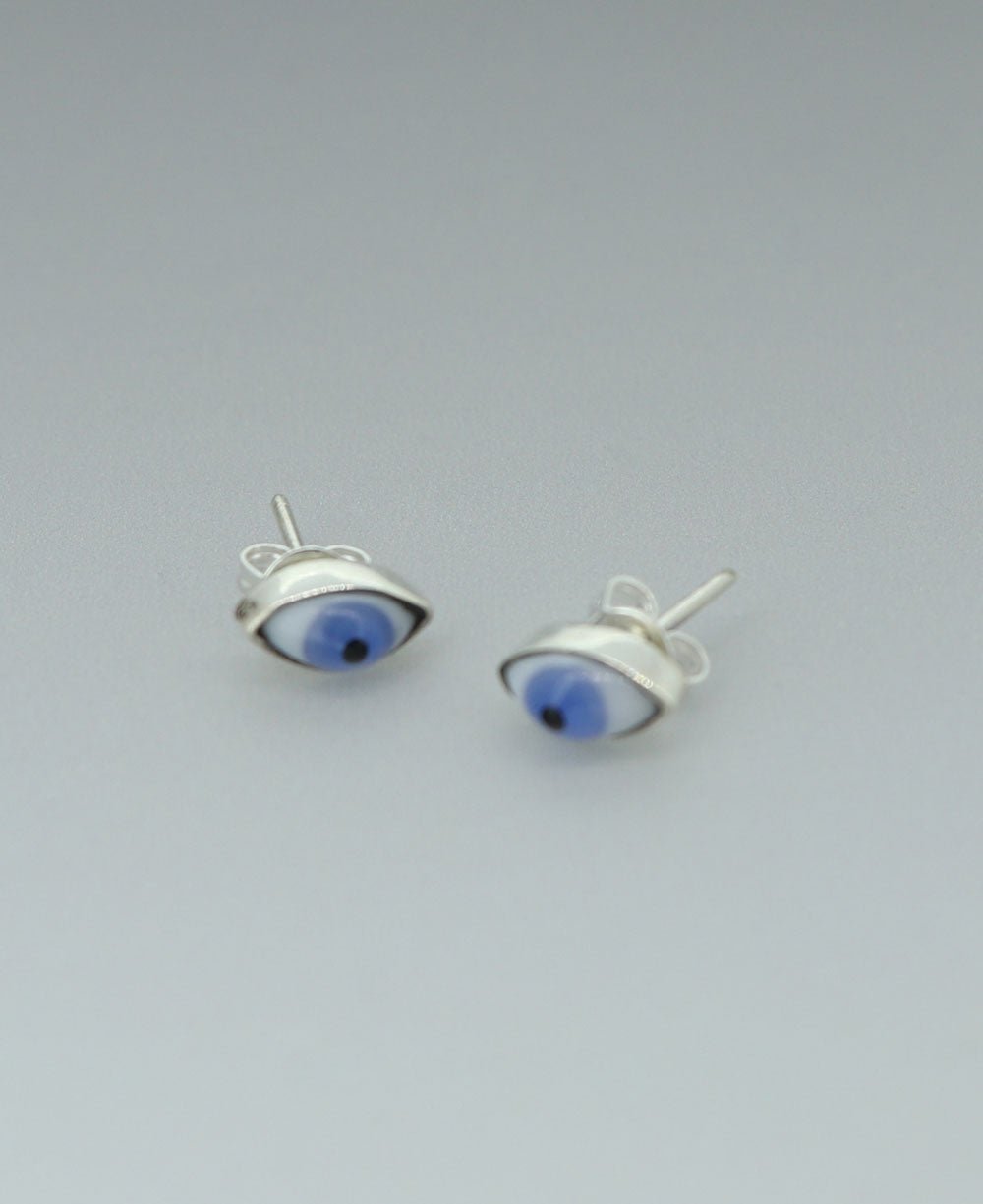 Dainty Stainless Steel Blue Evil Eye Stud Earrings