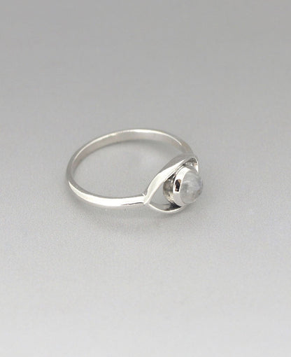 Dainty Stainless Steel Evil Eye Moonstone Minimalist Ring