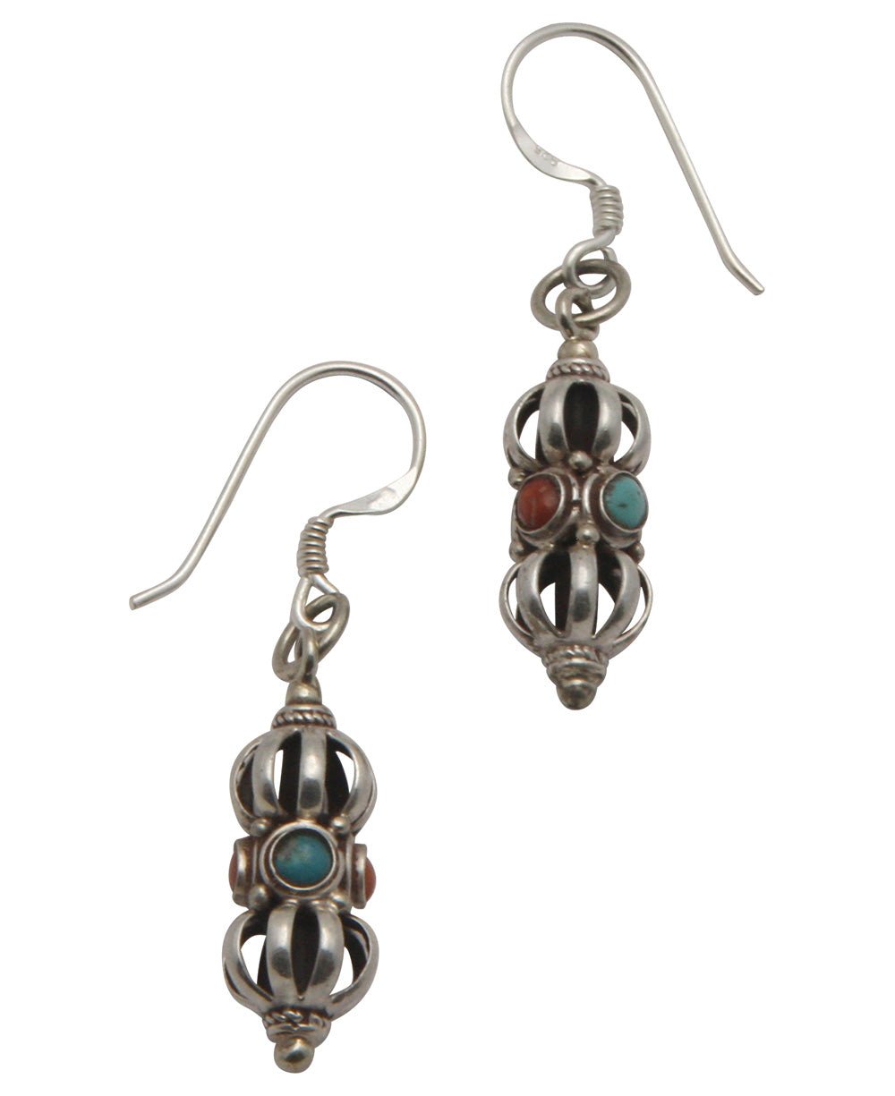 Dangling Vajra Earrings, Stainless Steel