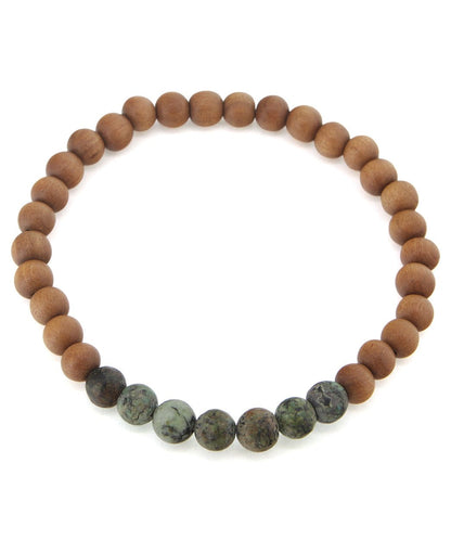 Gemstone And Sandalwood Mala Beaded Bracelet