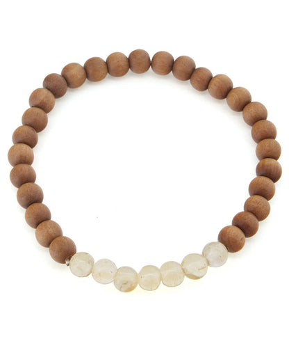 Gemstone And Sandalwood Mala Beaded Bracelet