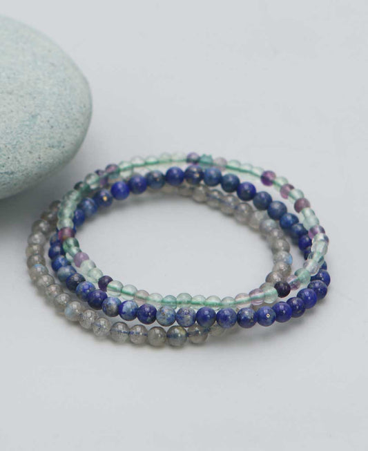 Gemstone Energy Bracelets For Insight And Intuition, Set Of 3