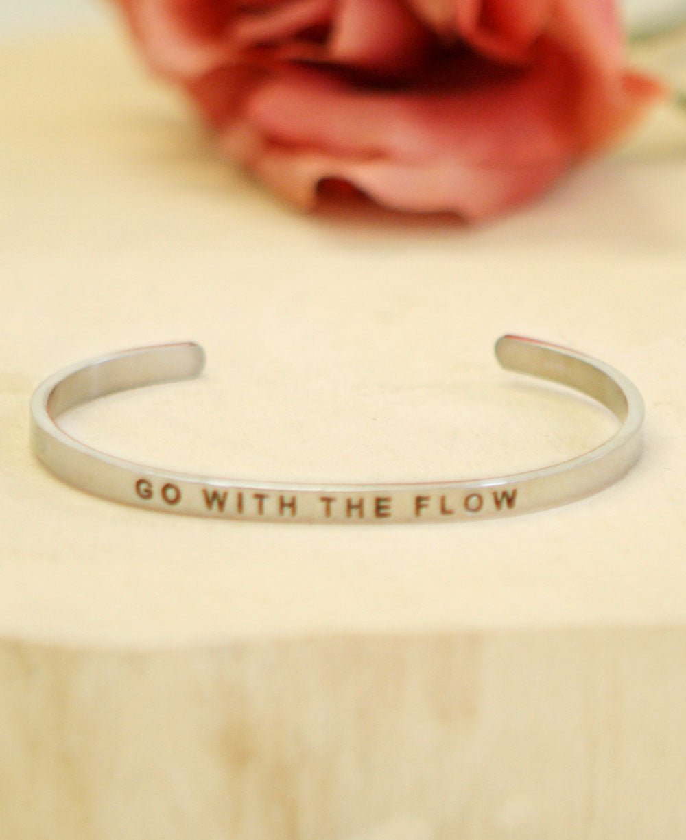 Go With The Flow Inspirational Cuff Bracelet