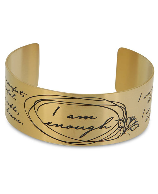 Gold Plated I Am Enough Wide Cuff Bracelet