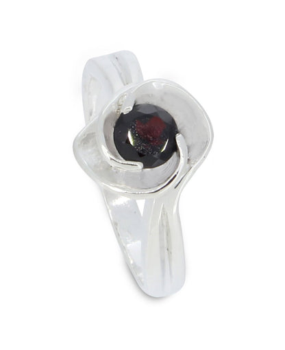 Grounding Energy Garnet And Stainless Steel Floral Ring