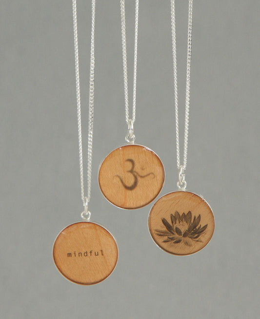 Handmade Wood Grain Mindfulness Necklaces, USA