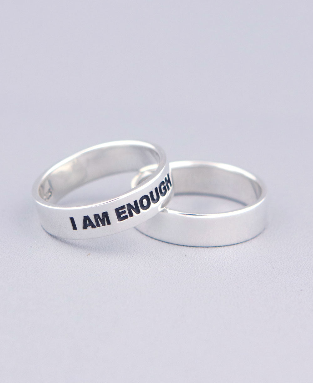 I Am Enough Inspirational Sterling Simple Band Ring