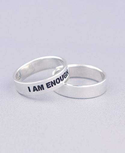 I Am Enough Inspirational Sterling Simple Band Ring