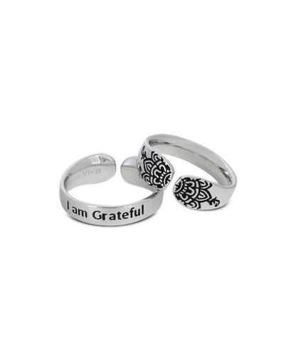 I Am Grateful Affirmation Stainless Steel Adjustable Ring