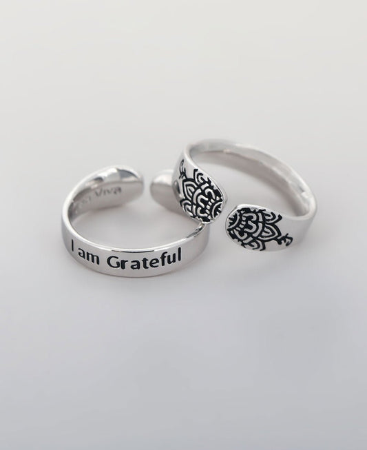 I Am Grateful Affirmation Stainless Steel Adjustable Ring