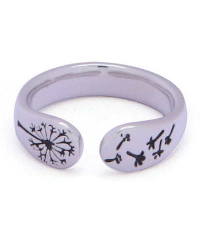 Just Breathe Stainless Steel Inspirational Adjustable Mantra Ring