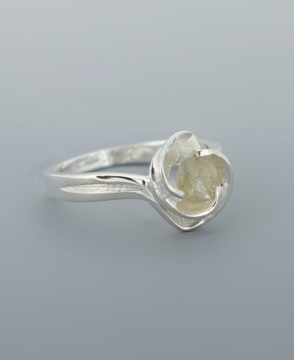 Labradorite And Stainless Steel Floral Ring