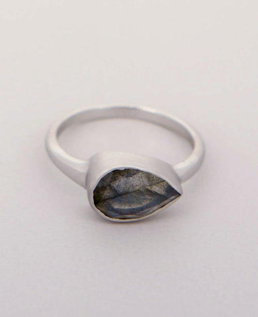 Labradorite Teardrop Shaped Gemstone Sterling Ring