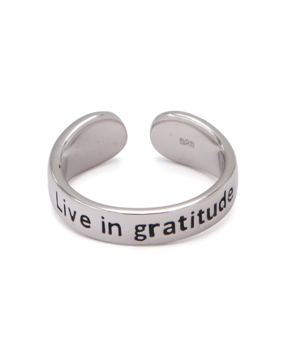 Live In Gratitude Stainless Steel Adjustable Inspirational Ring