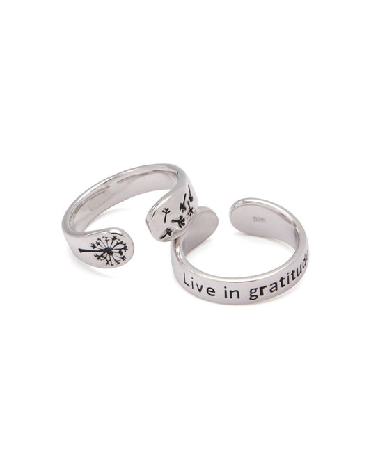 Live In Gratitude Stainless Steel Adjustable Inspirational Ring