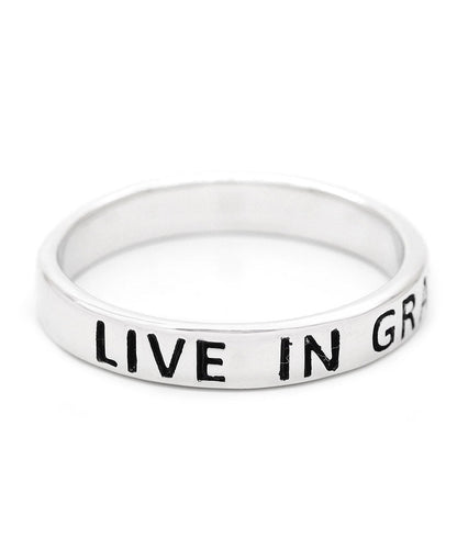 Live In Gratitude Stainless Steel Mantra Ring