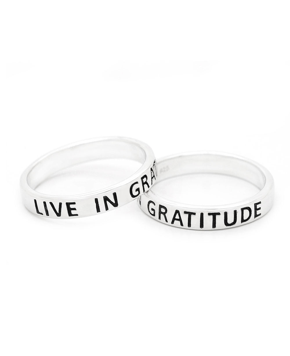 Live In Gratitude Stainless Steel Mantra Ring