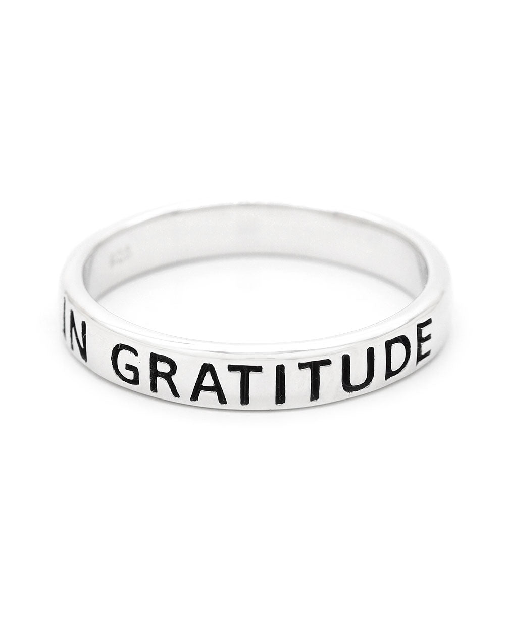 Live In Gratitude Stainless Steel Mantra Ring