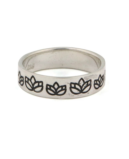 Lotus Design Sized Stainless Steel Band Rings