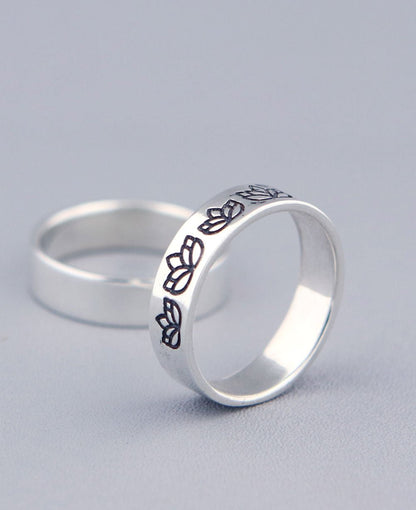 Lotus Design Sized Stainless Steel Band Rings