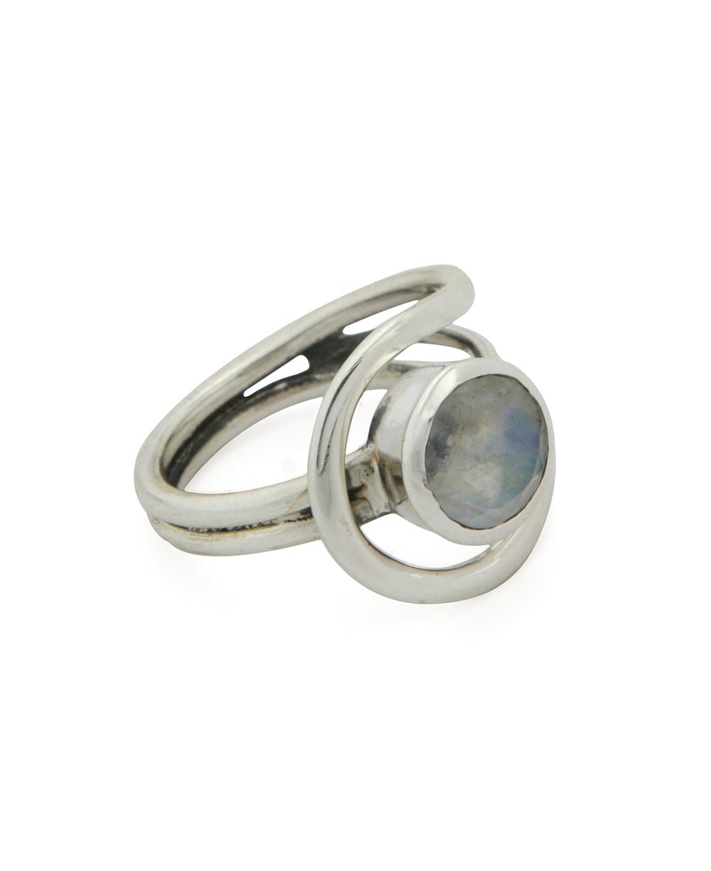 Magical Moonstone Stainless Steel Loop Ring