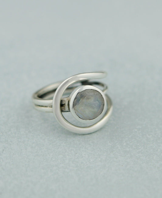 Magical Moonstone Stainless Steel Loop Ring