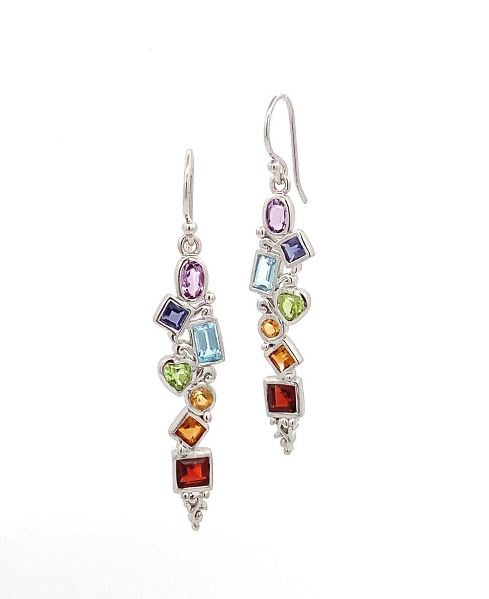 Mixed Geometry Chakra Rainbow Stainless Steel Earrings