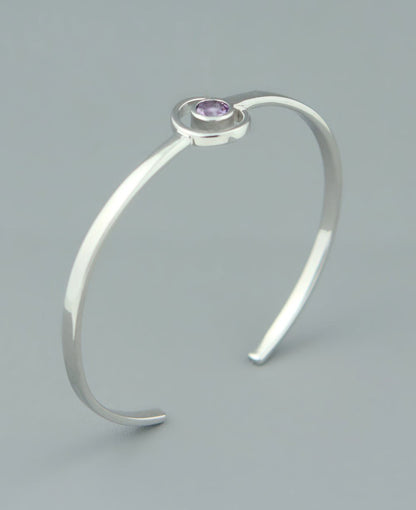 Modern Amethyst Cuff Bracelet,Stainless Steel