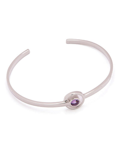 Modern Amethyst Cuff Bracelet,Stainless Steel