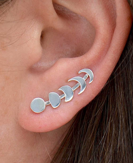 Moon Phase Ear Climber Lunar Earrings