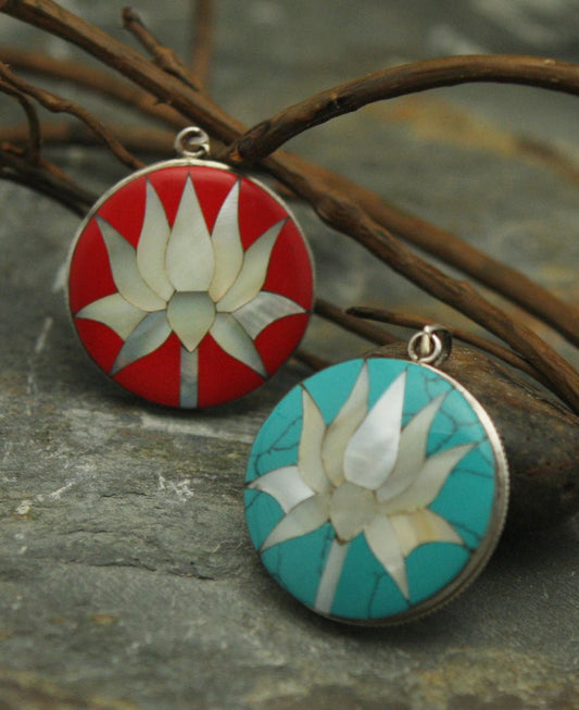 Mother Of Pearl And Stainless Steel Lotus Pendant